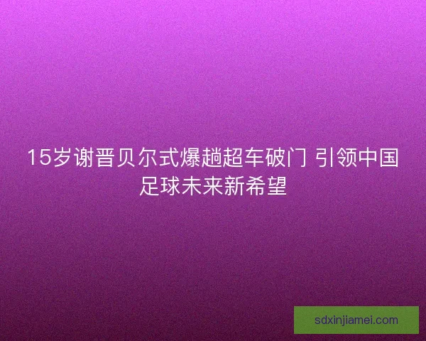15岁谢晋贝尔式爆趟超车破门 引领中国足球未来新希望