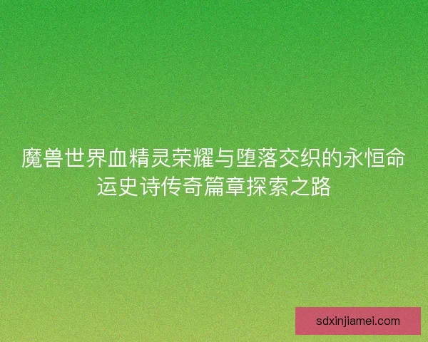 魔兽世界血精灵荣耀与堕落交织的永恒命运史诗传奇篇章探索之路